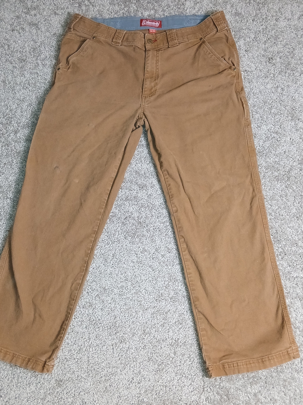 Coleman Work Pants for Men Tan Brown Stretch Canvas Cargo Pants - Size 36x30